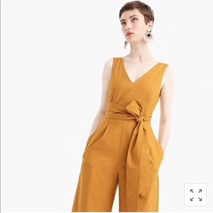 NWT Wrap-tie jumpsuit in stretch poplin